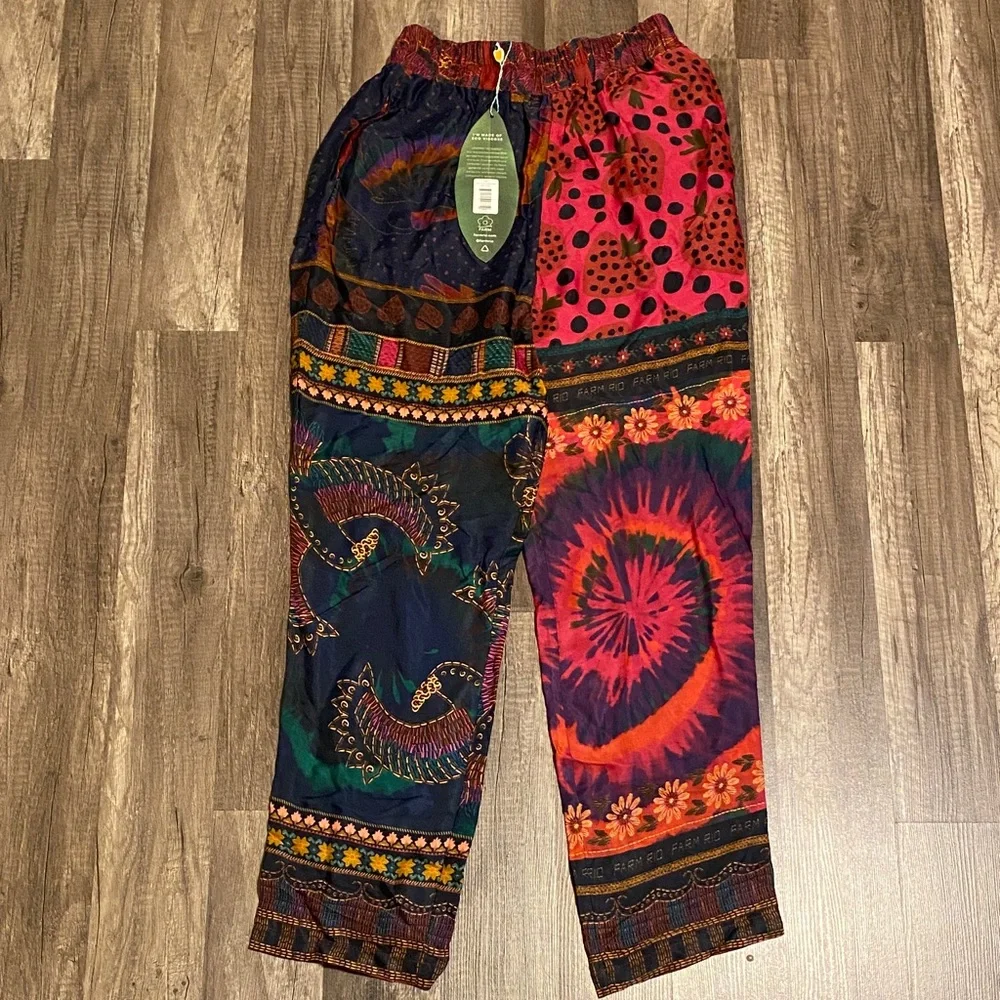 FARM Rio Multicolor Wide-Leg Patchwork Print Pants - Picture 7 of 7